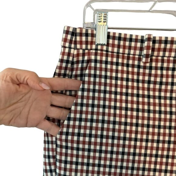 Theory Womens Brown & White Gingham Slim-Fit Ankle Pants With Pockets size 10 - Picture 4 of 7